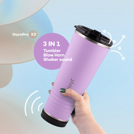 leHoyt HornPro X2 | 3-in-1 Cheering Cup with Built-In Horn & Cowbell | Insulated Stainless Steel Tumbler | BPA-Free | Fan Gift