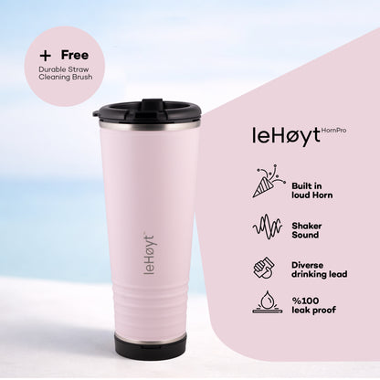 leHoyt HornPro X2 | 3-in-1 Cheering Cup with Built-In Horn & Cowbell | Insulated Stainless Steel Tumbler | BPA-Free | Fan Gift
