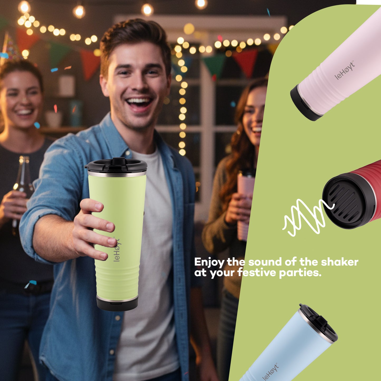 leHoyt HornPro X2 | 3-in-1 Cheering Cup with Built-In Horn & Cowbell | Insulated Stainless Steel Tumbler | BPA-Free | Fan Gift