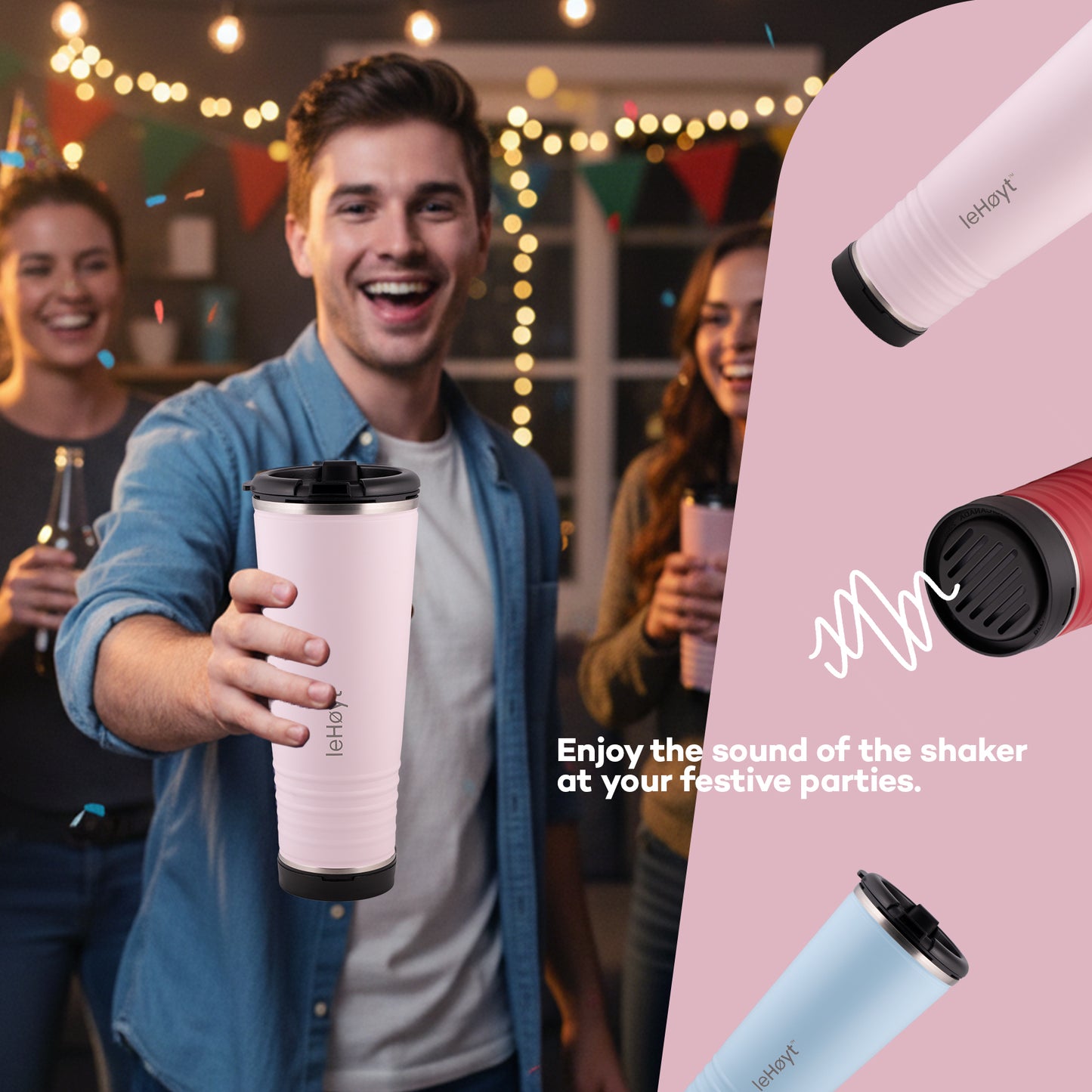 leHoyt HornPro X2 | 3-in-1 Cheering Cup with Built-In Horn & Cowbell | Insulated Stainless Steel Tumbler | BPA-Free | Fan Gift
