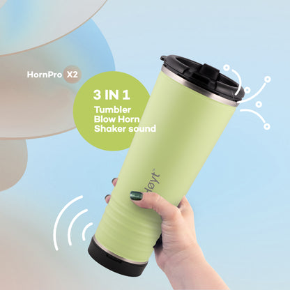 leHoyt HornPro X2 | 3-in-1 Cheering Cup with Built-In Horn & Cowbell | Insulated Stainless Steel Tumbler | BPA-Free | Fan Gift