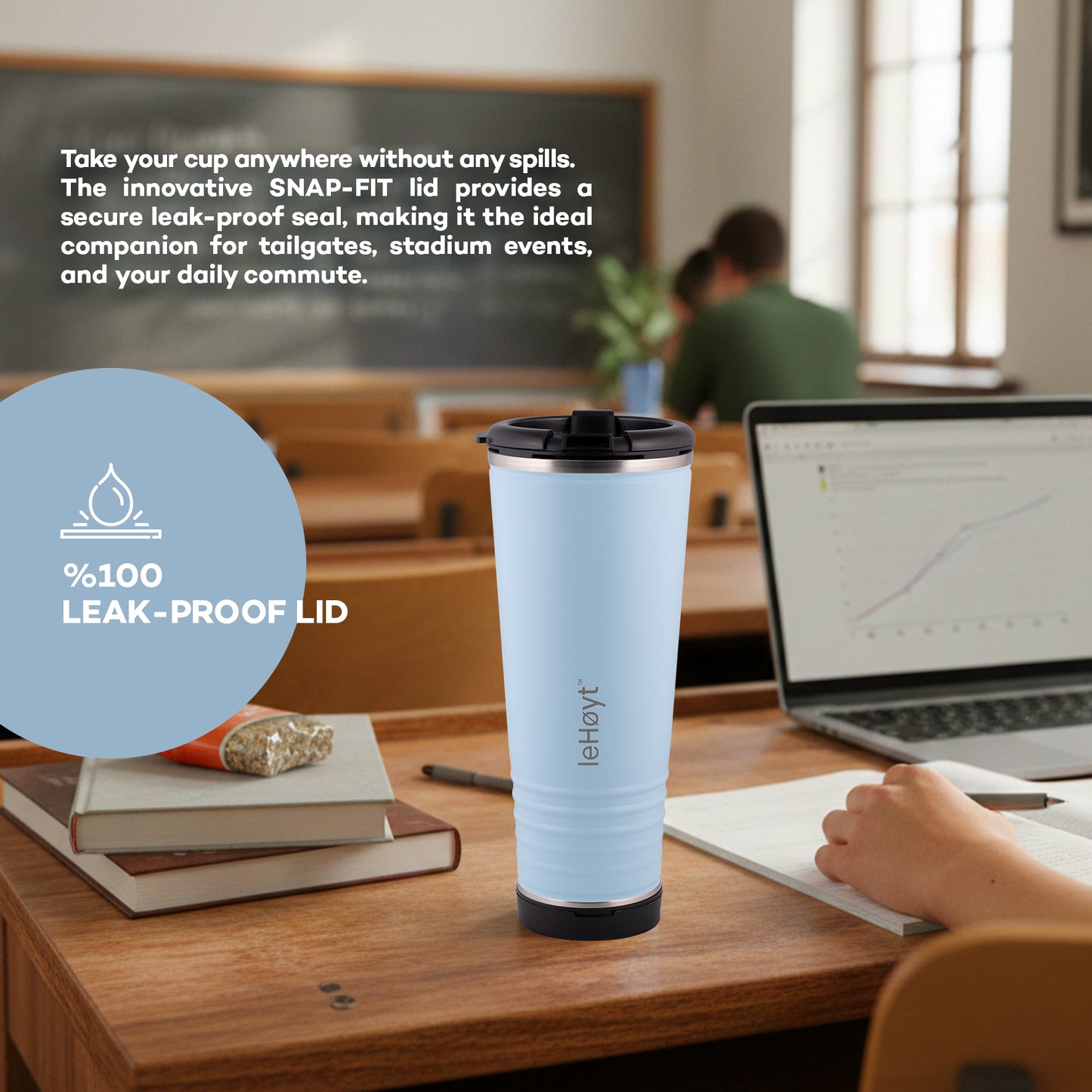 leHoyt HornPro X2 | 3-in-1 Cheering Cup with Built-In Horn & Cowbell | Insulated Stainless Steel Tumbler | BPA-Free | Fan Gift