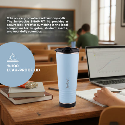 leHoyt HornPro X2 | 3-in-1 Cheering Cup with Built-In Horn & Cowbell | Insulated Stainless Steel Tumbler | BPA-Free | Fan Gift