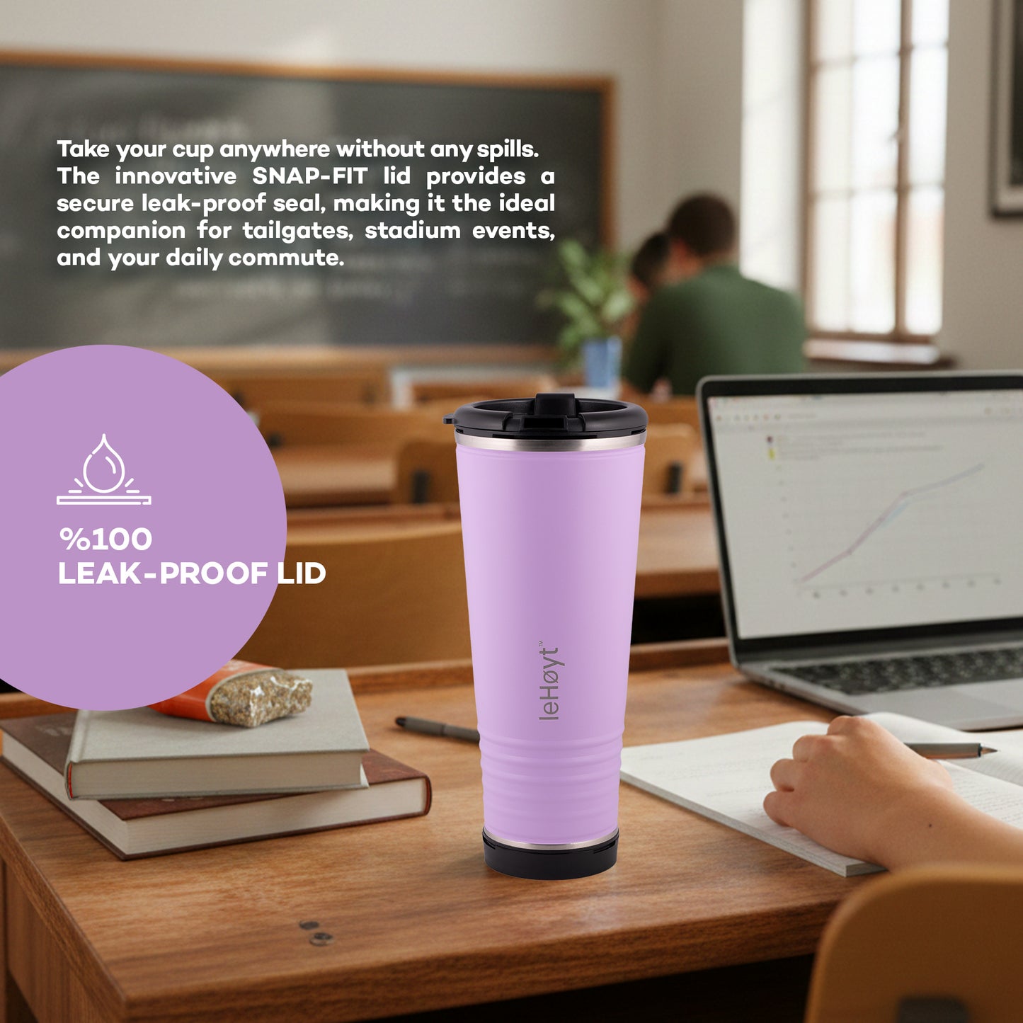 leHoyt HornPro X2 | 3-in-1 Cheering Cup with Built-In Horn & Cowbell | Insulated Stainless Steel Tumbler | BPA-Free | Fan Gift