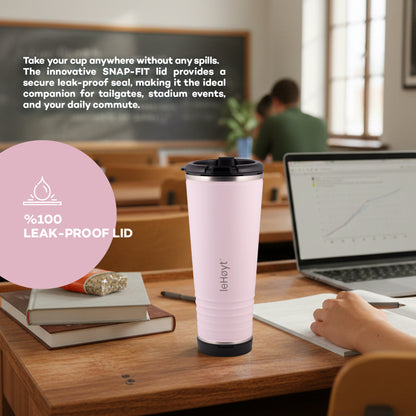 leHoyt HornPro X2 | 3-in-1 Cheering Cup with Built-In Horn & Cowbell | Insulated Stainless Steel Tumbler | BPA-Free | Fan Gift