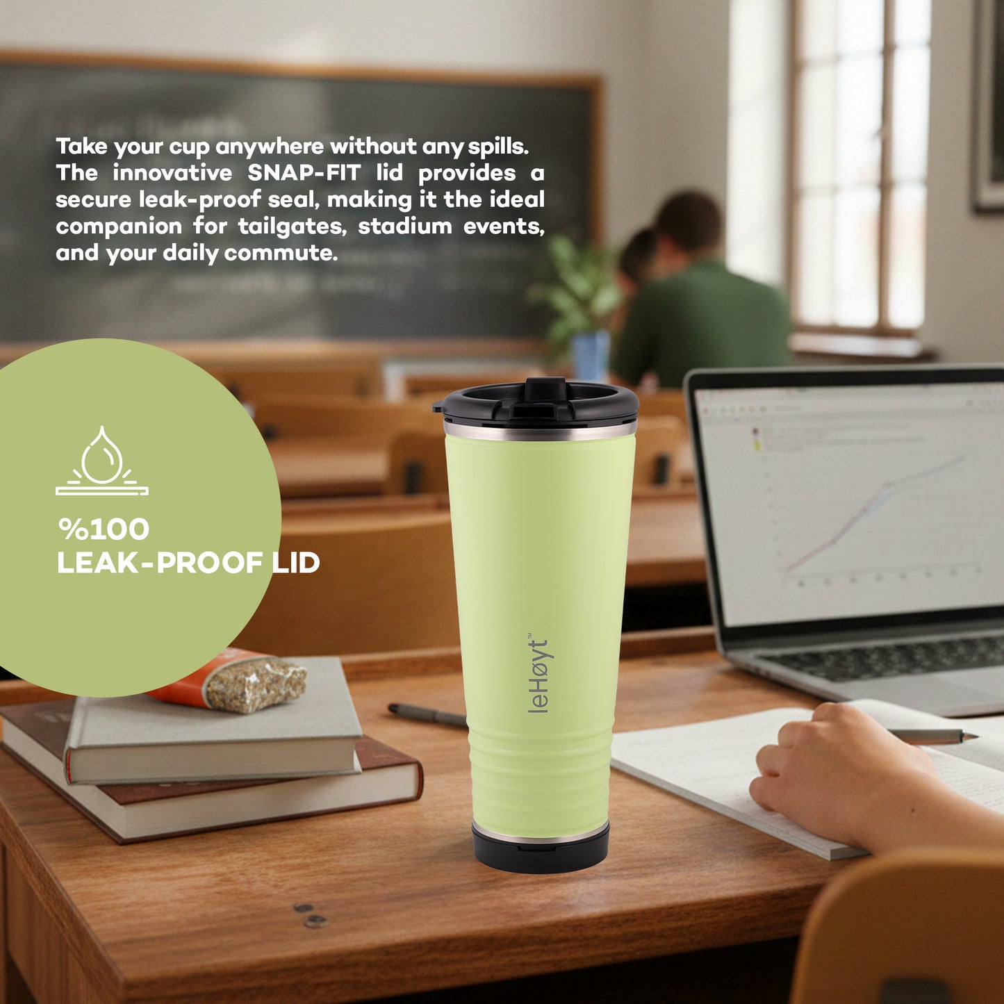 leHoyt HornPro X2 | 3-in-1 Cheering Cup with Built-In Horn & Cowbell | Insulated Stainless Steel Tumbler | BPA-Free | Fan Gift
