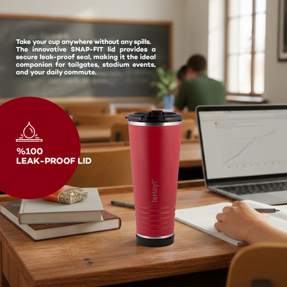 leHoyt HornPro X2 | 3-in-1 Cheering Cup with Built-In Horn & Cowbell | Insulated Stainless Steel Tumbler | BPA-Free | Fan Gift