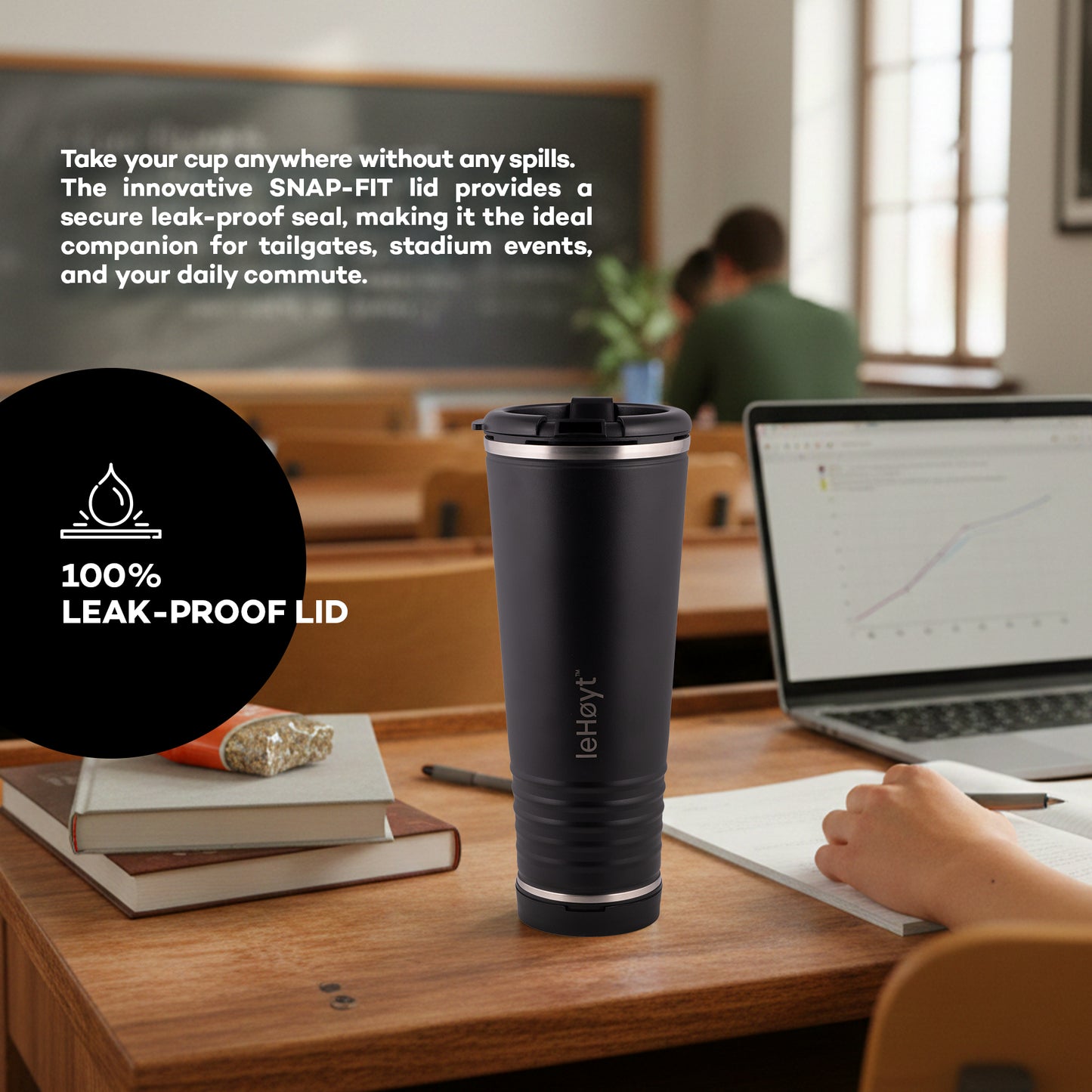 leHoyt HornPro X2 | 3-in-1 Cheering Cup with Built-In Horn & Cowbell | Insulated Stainless Steel Tumbler | BPA-Free | Fan Gift